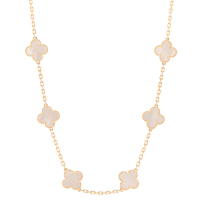 Van Cleef & Arpels 18K Yellow Gold Mother of Pearl 10 Motifs Vintage Alhambra Necklace 1 of 5
