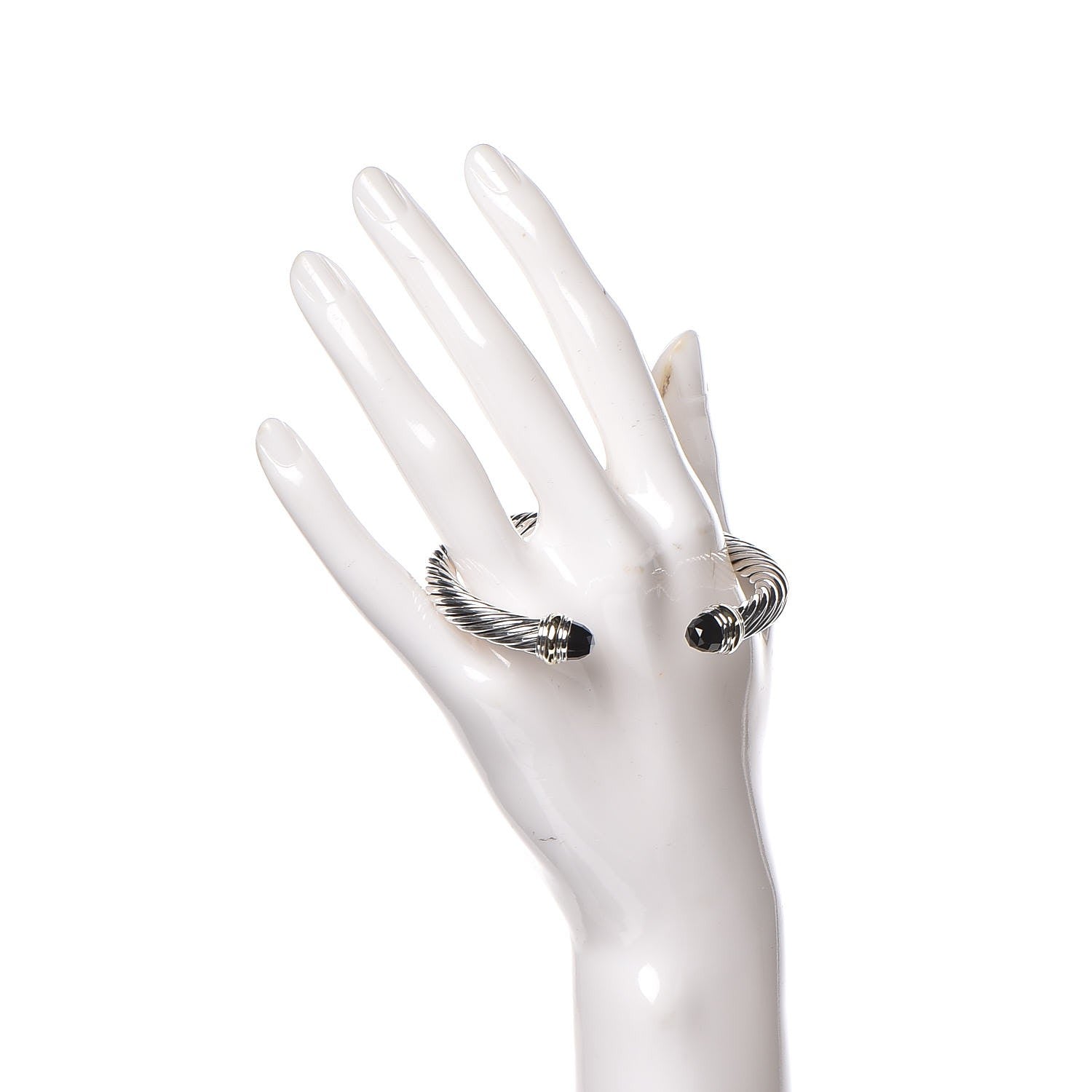 David Yurman Sterling Silver 14K Yellow Gold Black Onyx 5mm Cable Classics Bracelet 2 of 5