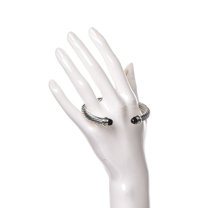 David Yurman Sterling Silver 14K Yellow Gold Black Onyx 5mm Cable Classics Bracelet 2 of 5