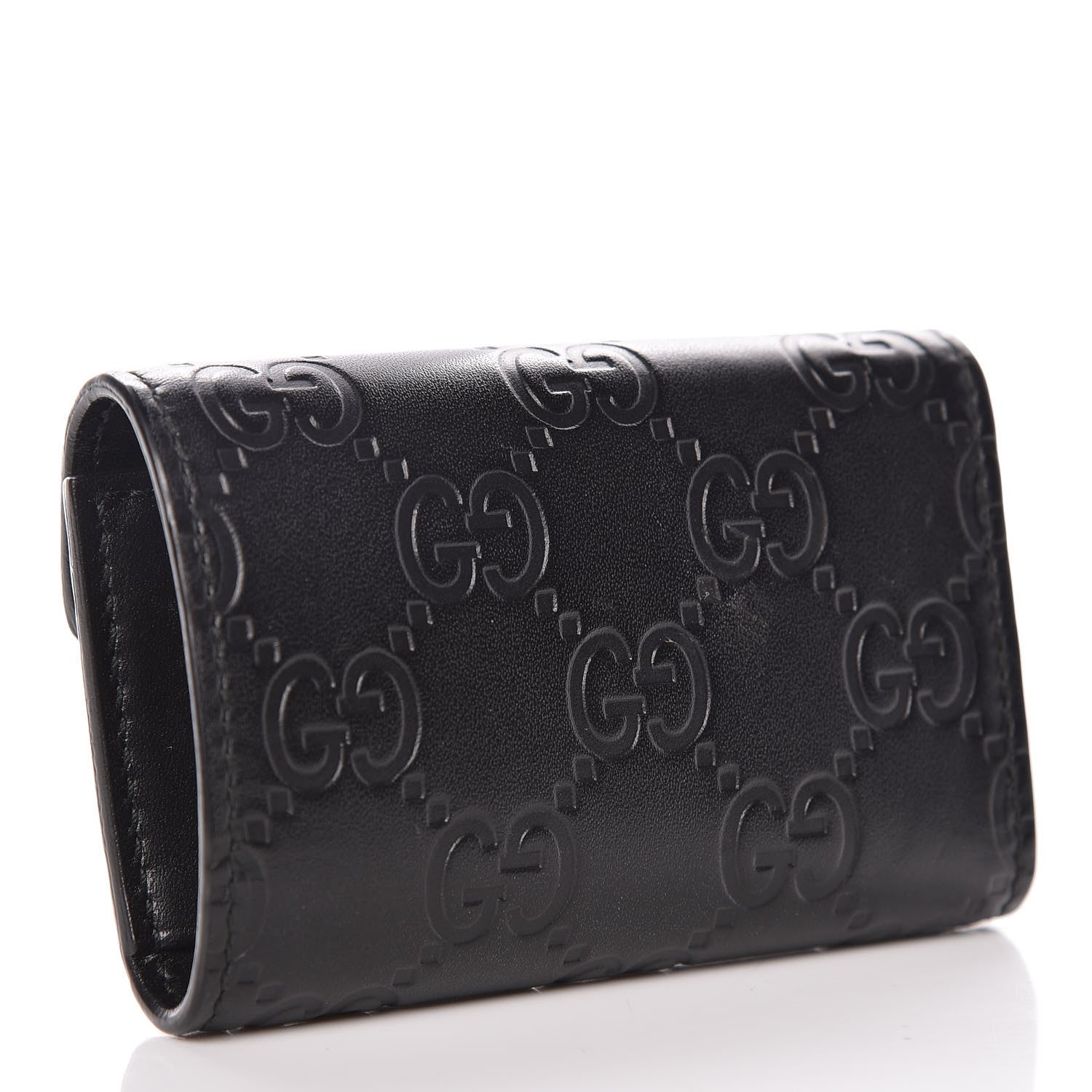Gucci Guccissima Icon Signature 6 Key Holder Case Black 3 of 9