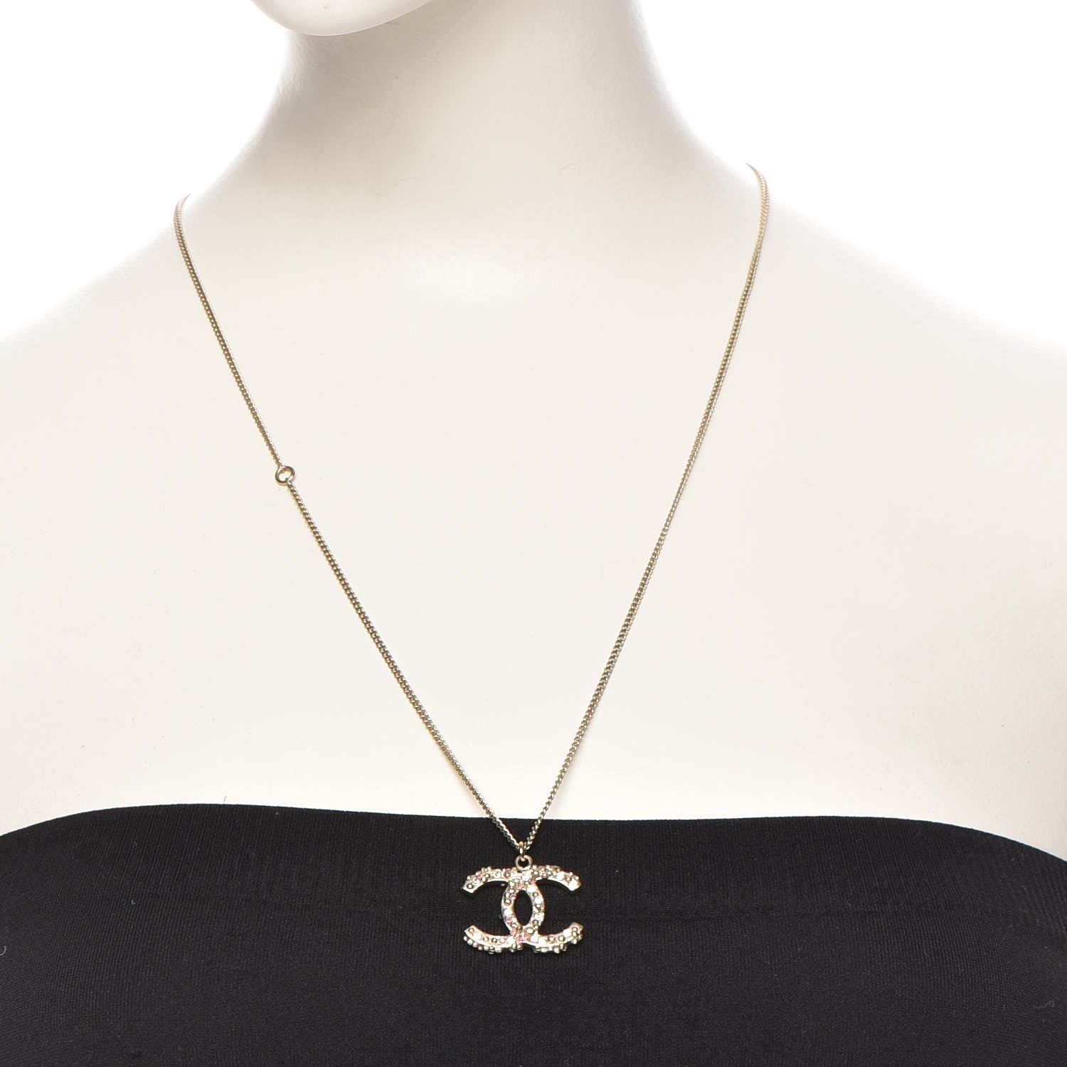 Chanel Crystal CC Necklace Gold 2 of 4