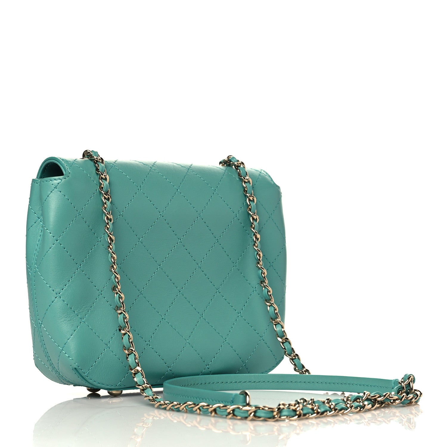 Chanel Calfskin Stitched Small Covered CC Flap Bag Green 3 of 9