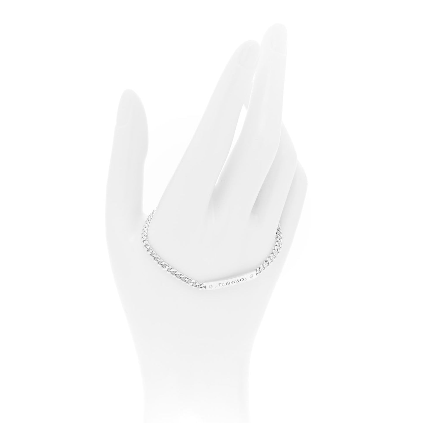 18K White Gold Diamond Micro Link ID Chain Bracelet