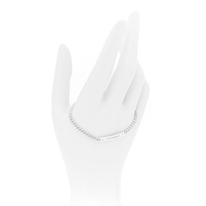 Tiffany 18K White Gold Diamond Micro Link ID Chain Bracelet 2 of 6