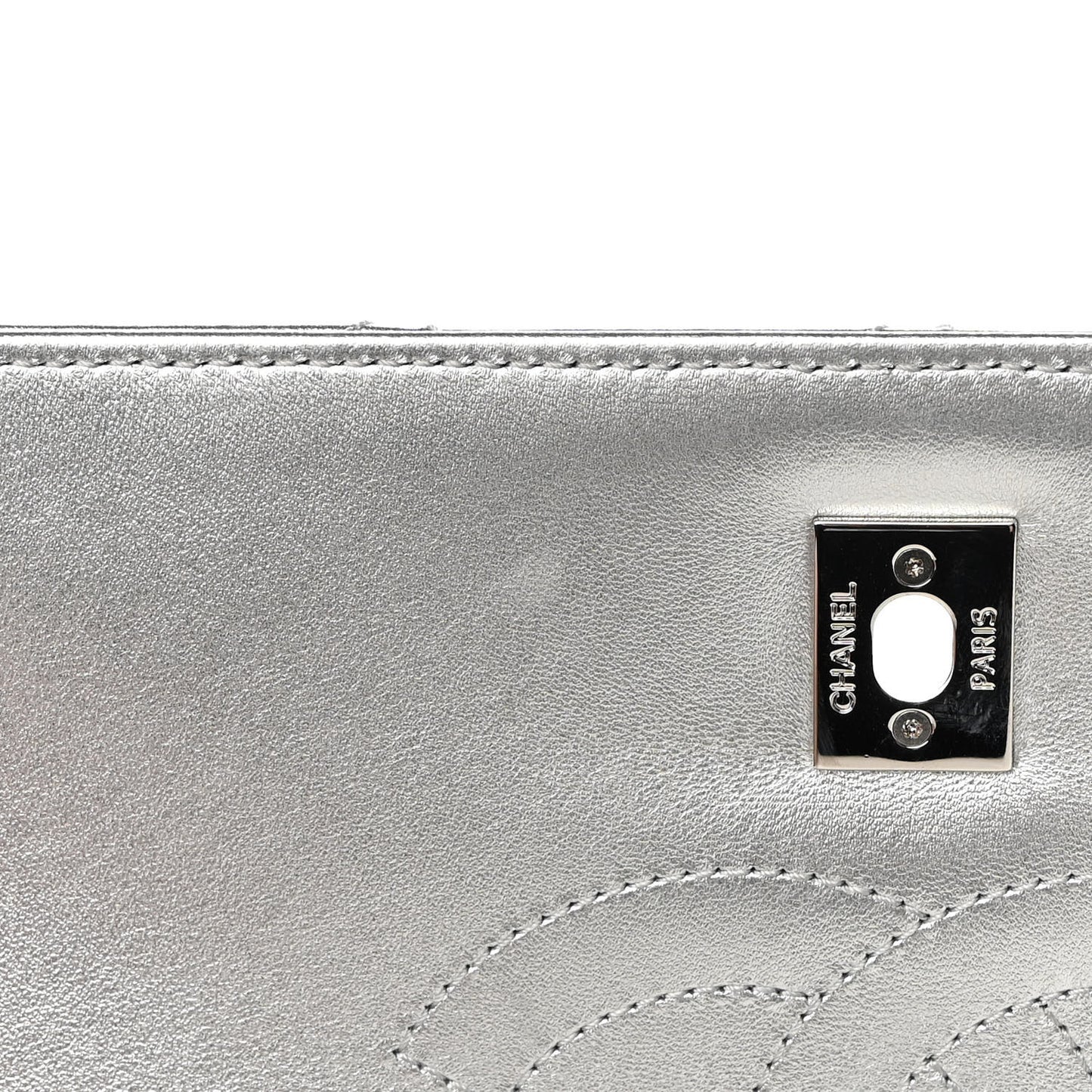 Metallic Lambskin Quilted Small Trendy CC Flap Dual Handle Bag Silver