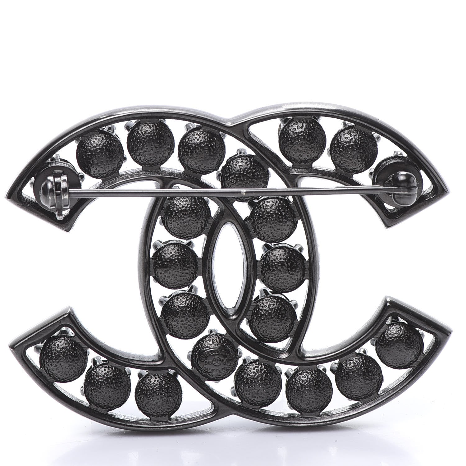 Chanel Ruthenium Crystal CC Brooch Black 3 of 4