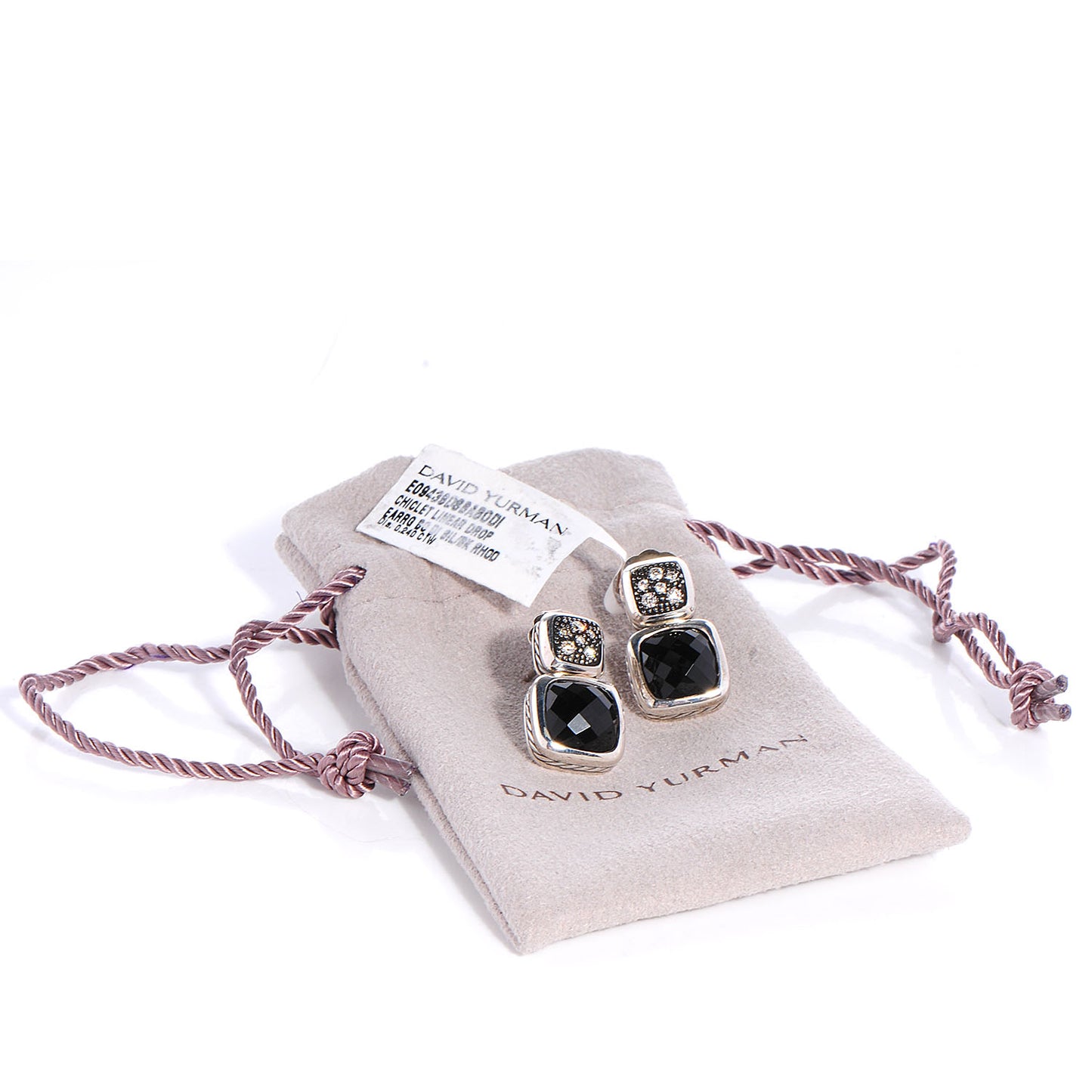Sterling Silver Onyx Drop Chiclet Earrings