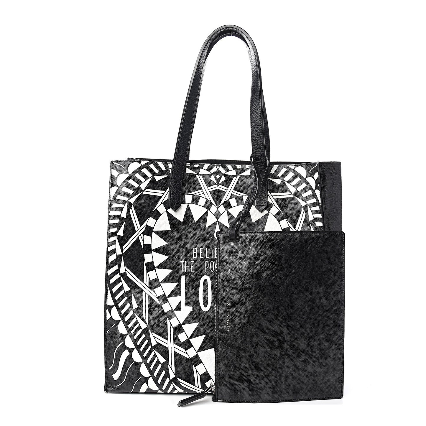 Calfskin Power of Love Print Tote Black
