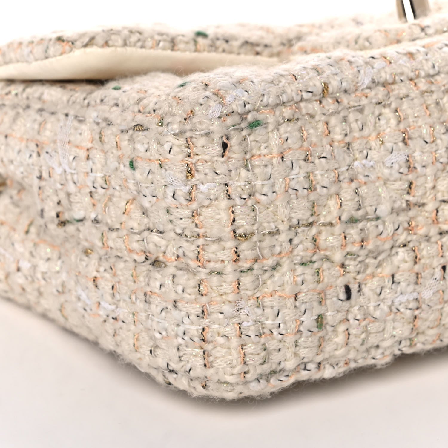 Chanel Tweed Quilted Mini Rectangular Flap Off White 5 of 11