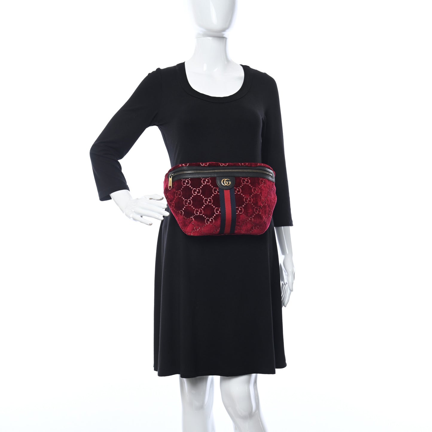GG Monogram Velvet Belt Bag Red Cipria