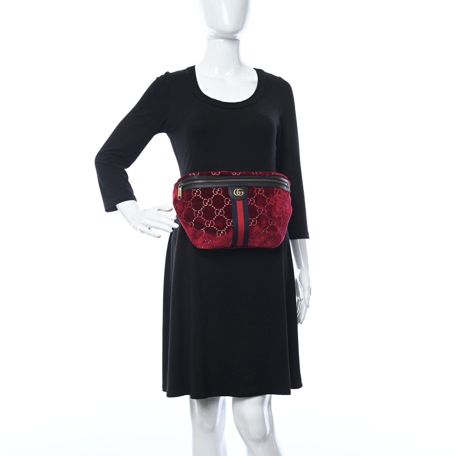 Gucci GG Monogram Velvet Belt Bag Red Cipria 2 of 10
