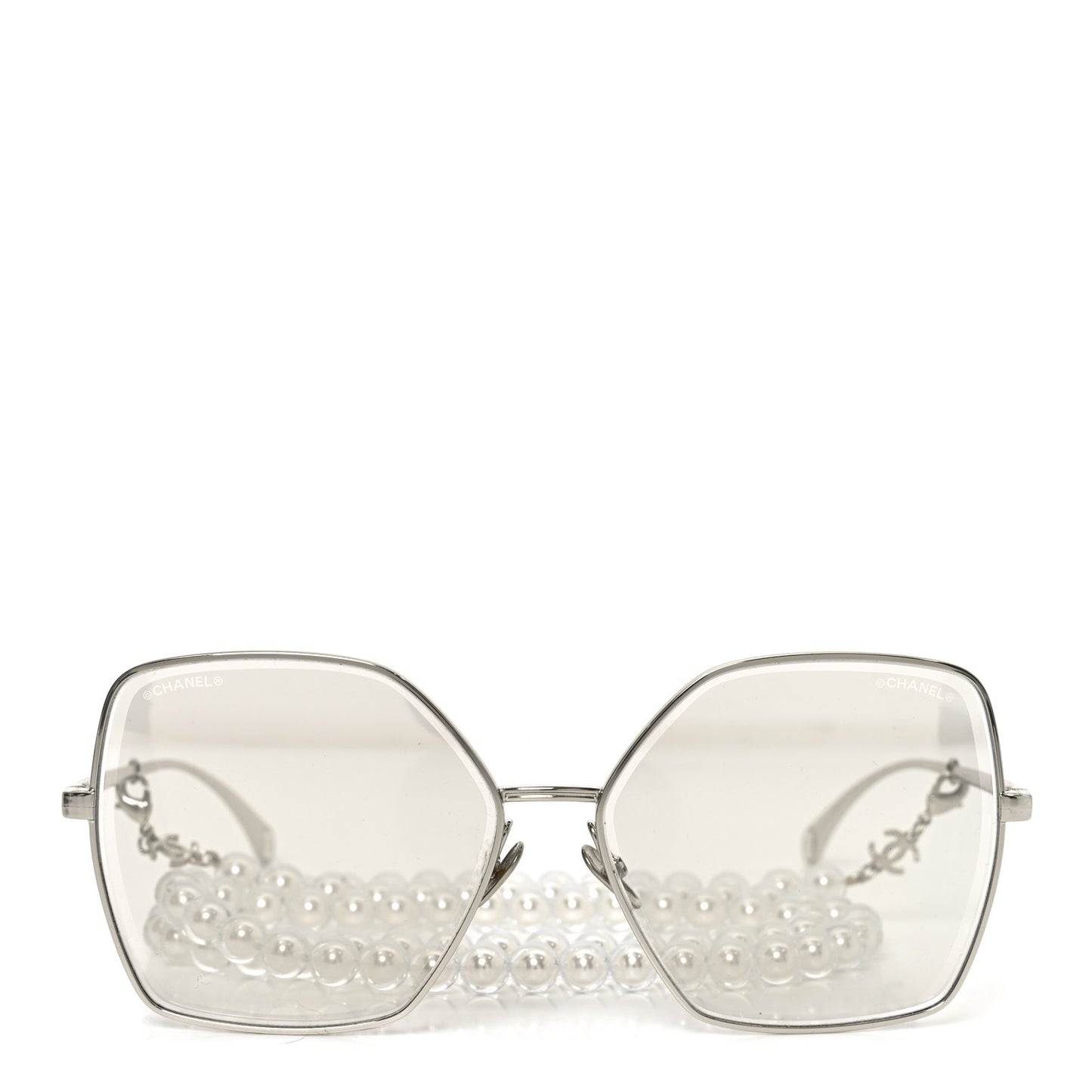 Butterfly Removable Pearl Chain Sunglasses 4262 Silver