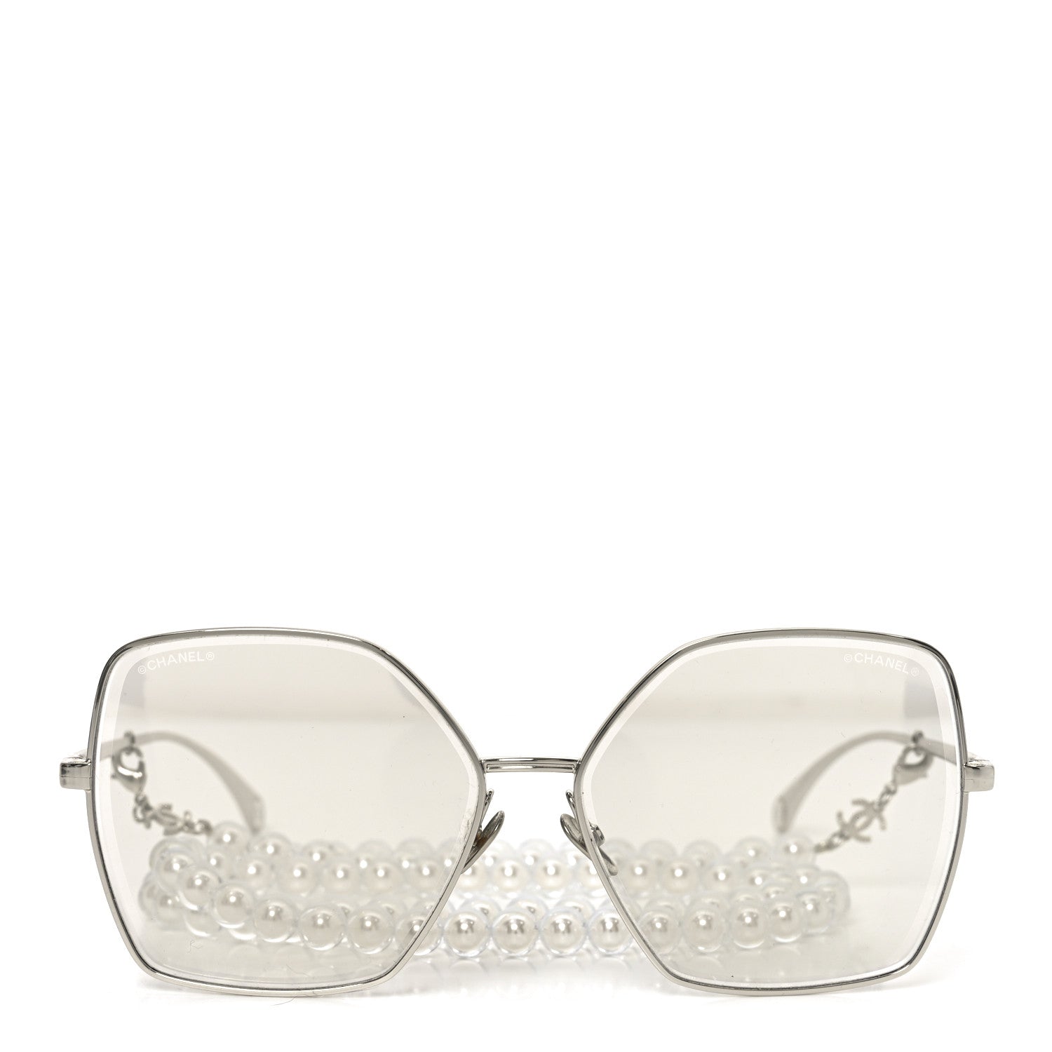Chanel Butterfly Removable Pearl Chain Sunglasses 4262 Silver 2 of 7