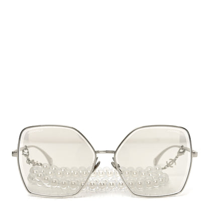Chanel Butterfly Removable Pearl Chain Sunglasses 4262 Silver 2 of 7