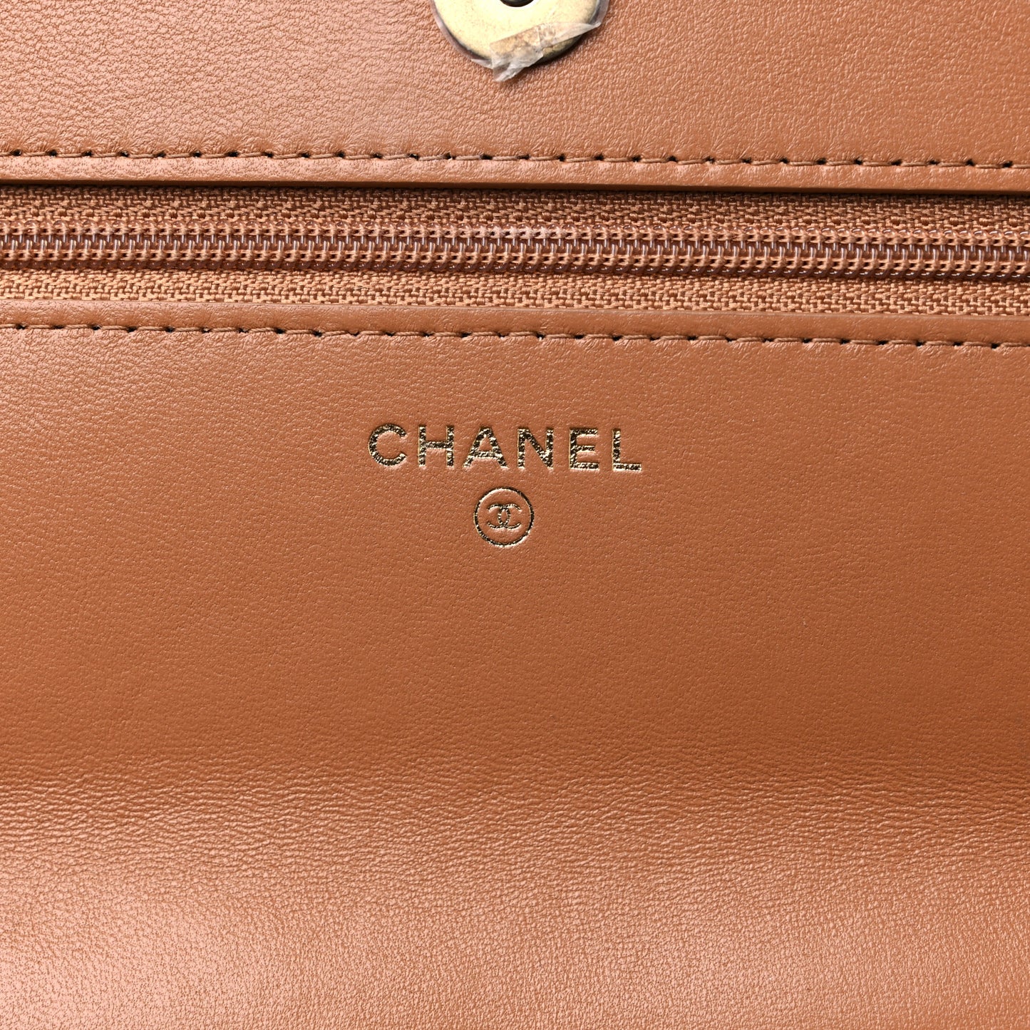 Lambskin Quilted Chanel 19 Wallet On Chain WOC Brown