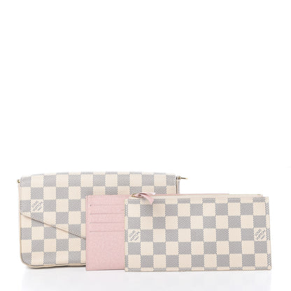 Louis Vuitton Damier Azur Pochette Felicie Chain Wallet Rose Ballerine 3 of 13