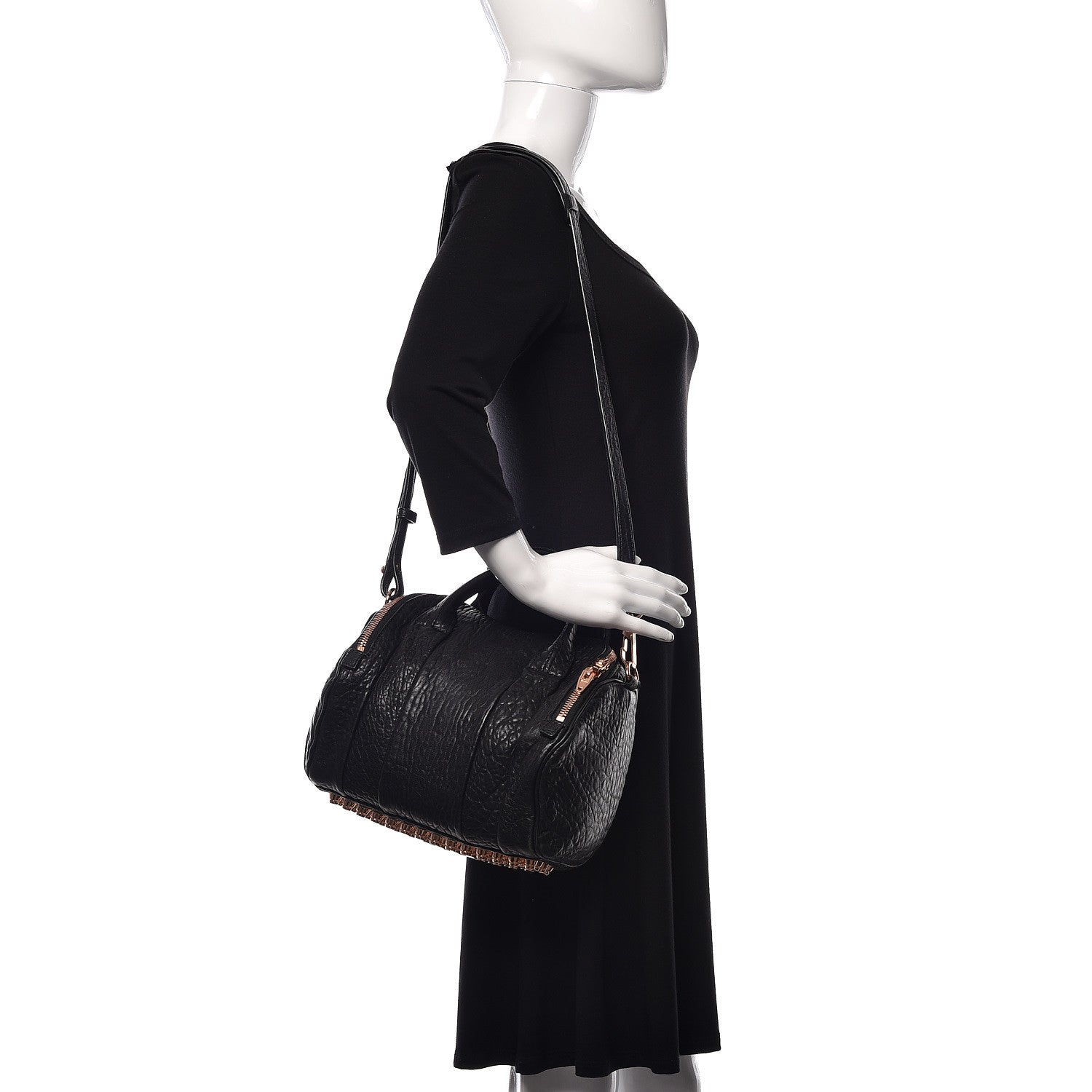 Alexander Wang Pebbled Lambskin Rockie Black Rose Gold Hardware 2 of 11