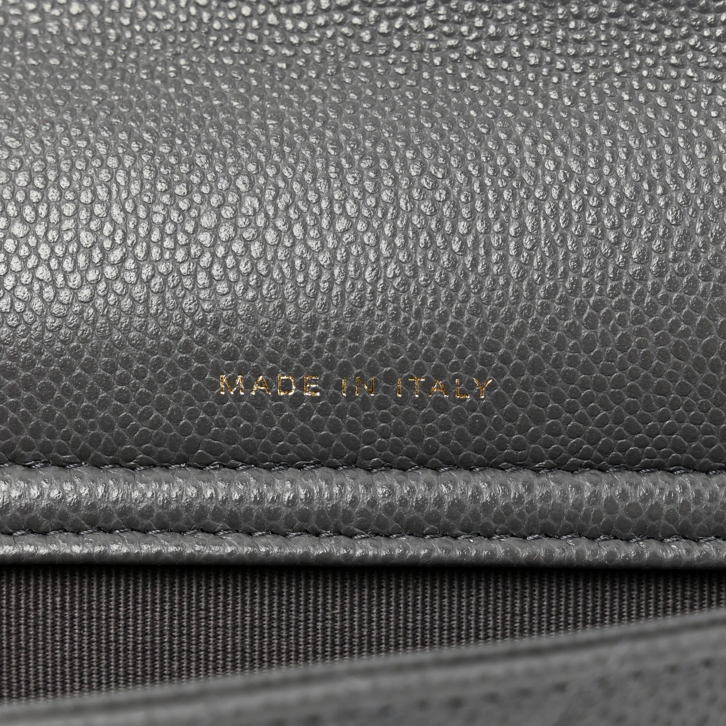 Caviar Quilted Flap Phone Holder With Chain Grey
