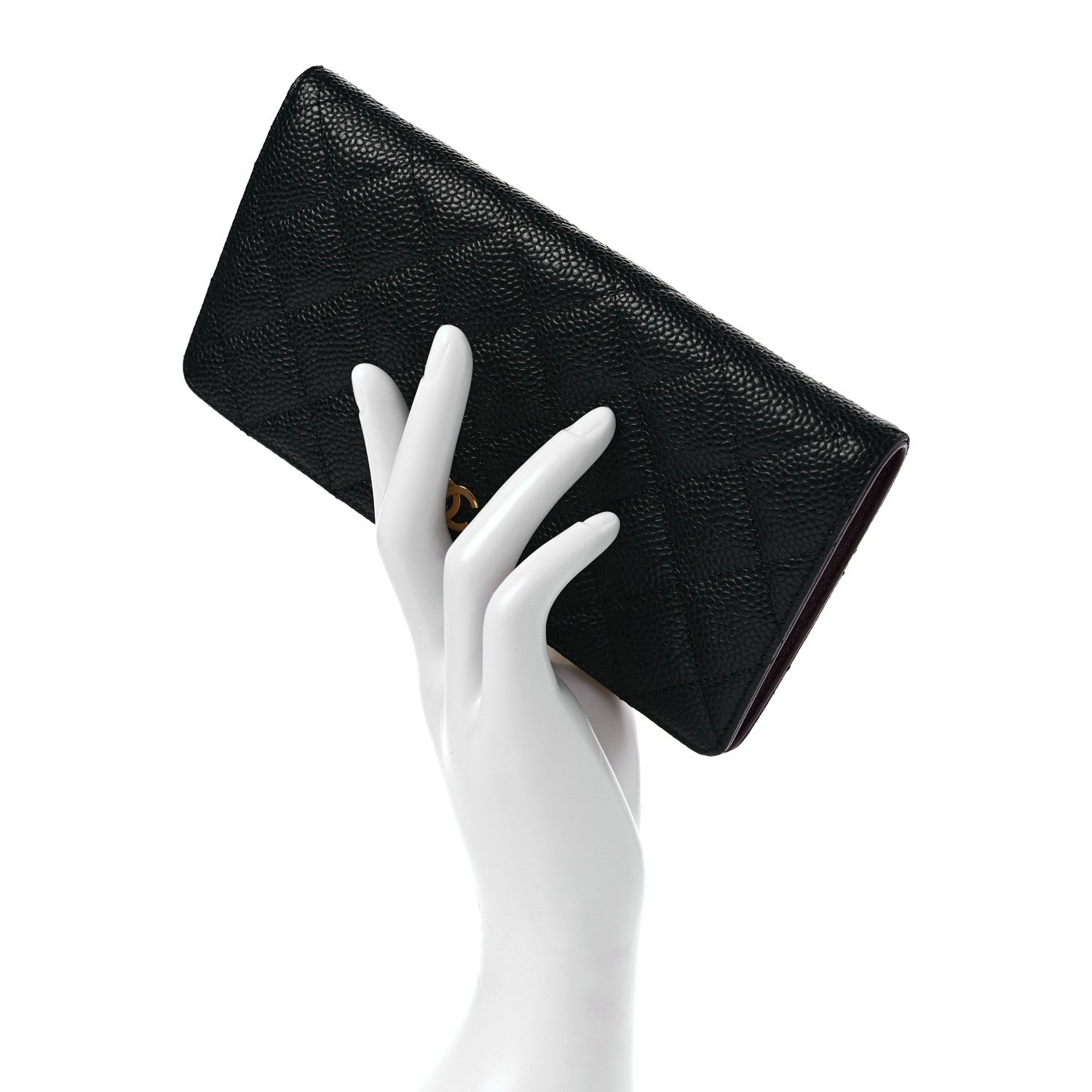 Chanel Caviar Quilted Yen Wallet Black 2 of 7