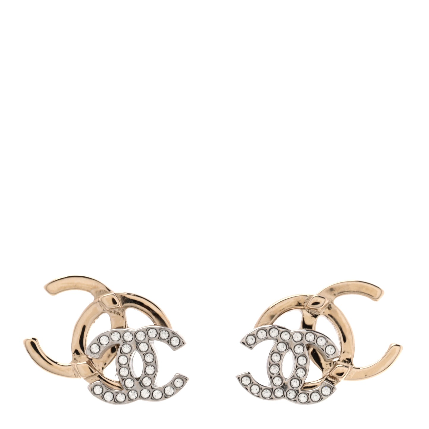 Crystal Double CC Earrings Gold Silver