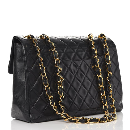 Louis Vuitton CHANEL Lambskin Quilted XL Jumbo Single Flap Black 4 of 14