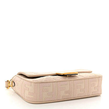 Fendi Canvas Vitello King Bi-Color Strap FF Embroidered Baguette Poudre 4 of 11