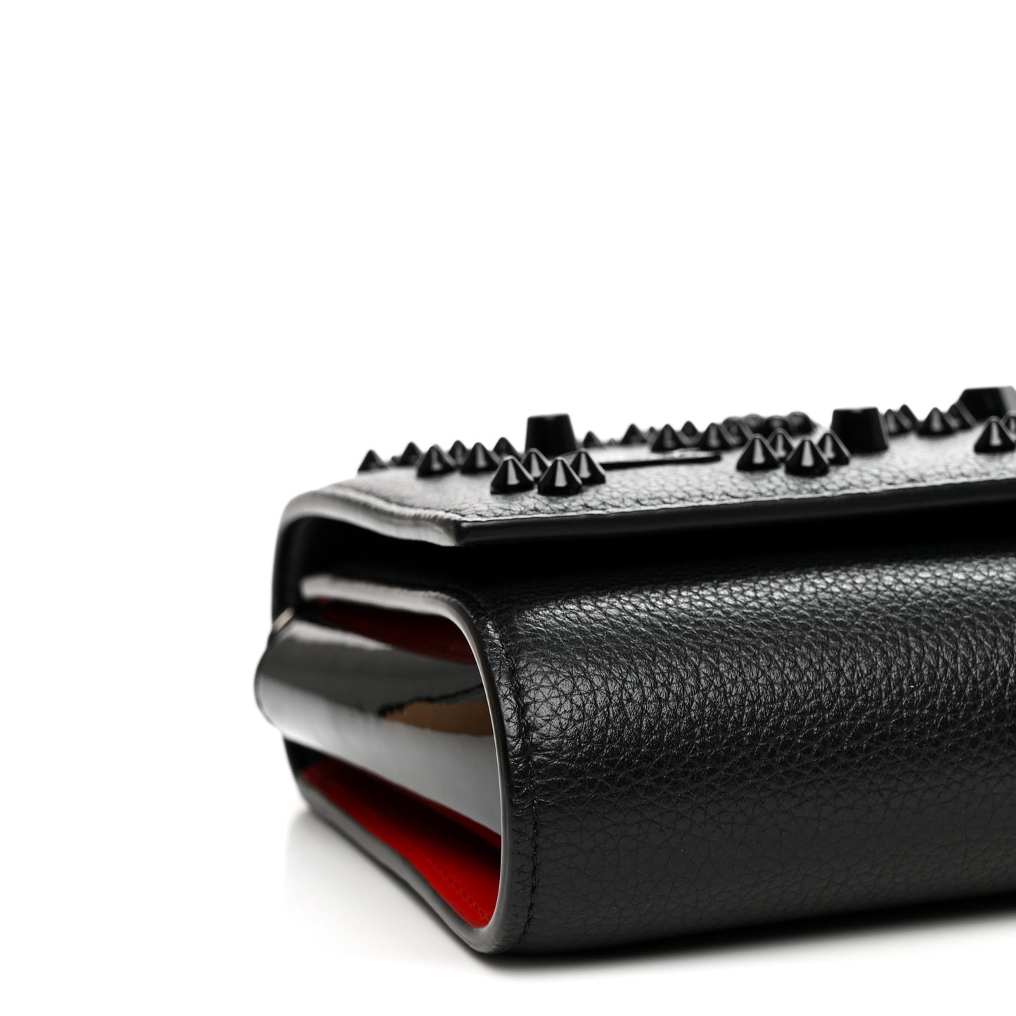 Calfskin Spikes Loubinthesky Paloma Clutch Black