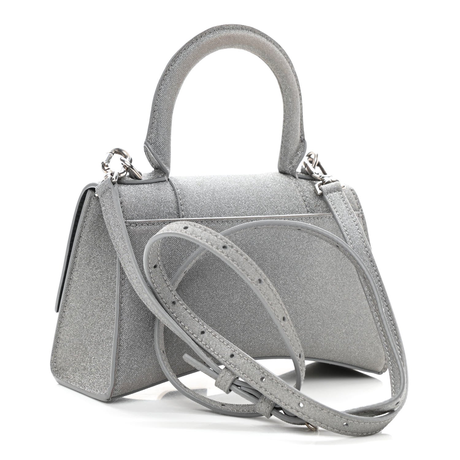 Balenciaga Glitter Fabric Hourglass Top Handle Bag XS Grey 3 of 10