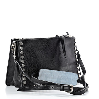 Prada Glace Calfskin Studded Etiquette Shoulder Bag Black 2 of 14