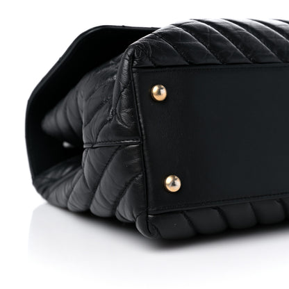 Chanel Calfskin Chevron Quilted Medium Coco Handle Flap Black 8 of 13