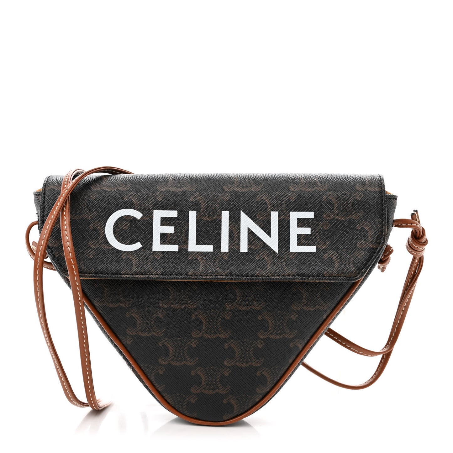 Triomphe Canvas Triangle Crossbody Bag Tan