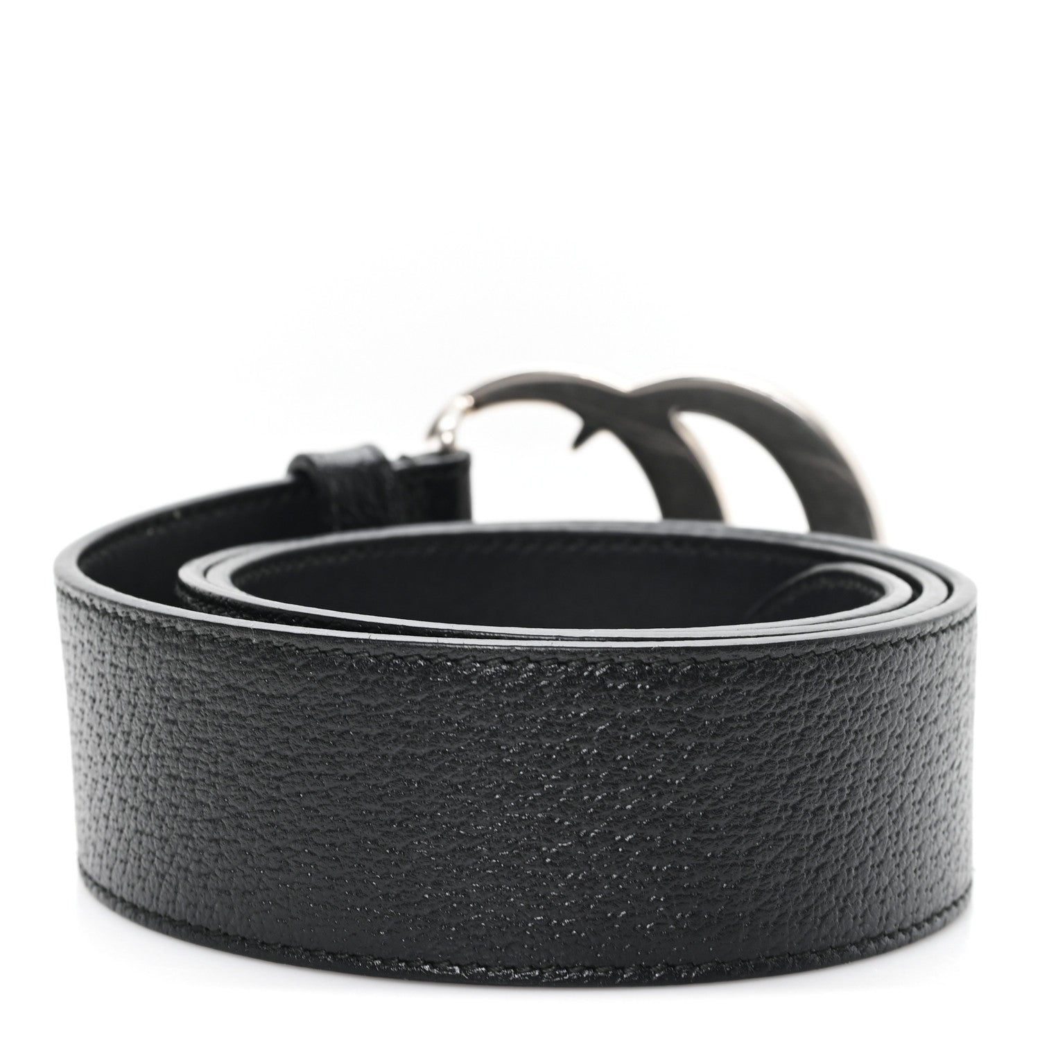Gucci Textured Dollar Calfskin Nickel Double G 40mm Belt 75 30 Black 2 of 5