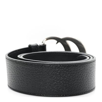 Gucci Textured Dollar Calfskin Nickel Double G 40mm Belt 75 30 Black 2 of 5