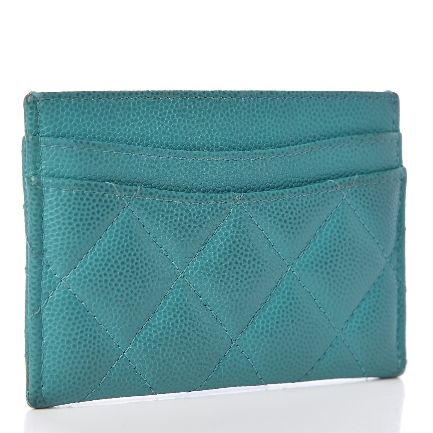 Caviar Quilted Card Holder Turquoise