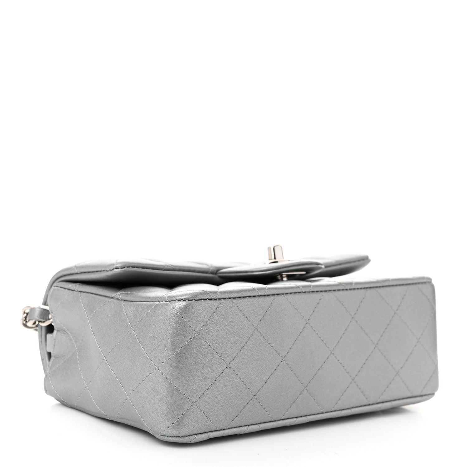 Chanel Metallic Lambskin Quilted Mini Rectangular Flap Silver 4 of 10
