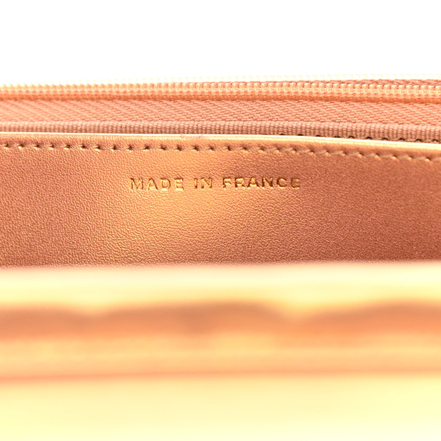 Metallic Lambskin Quilted Wallet On Chain WOC Golden
