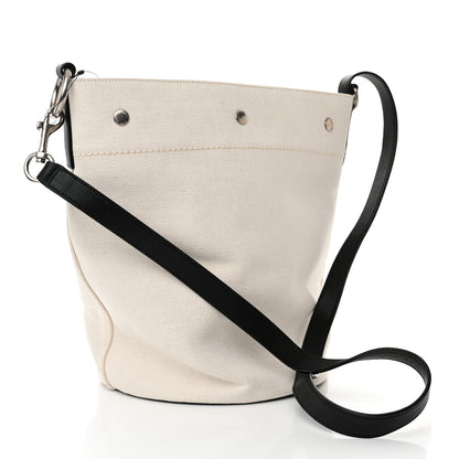 Saint Laurent Linen Calfskin Rive Gauche Bucket Bag Greggio Natural 3 of 10