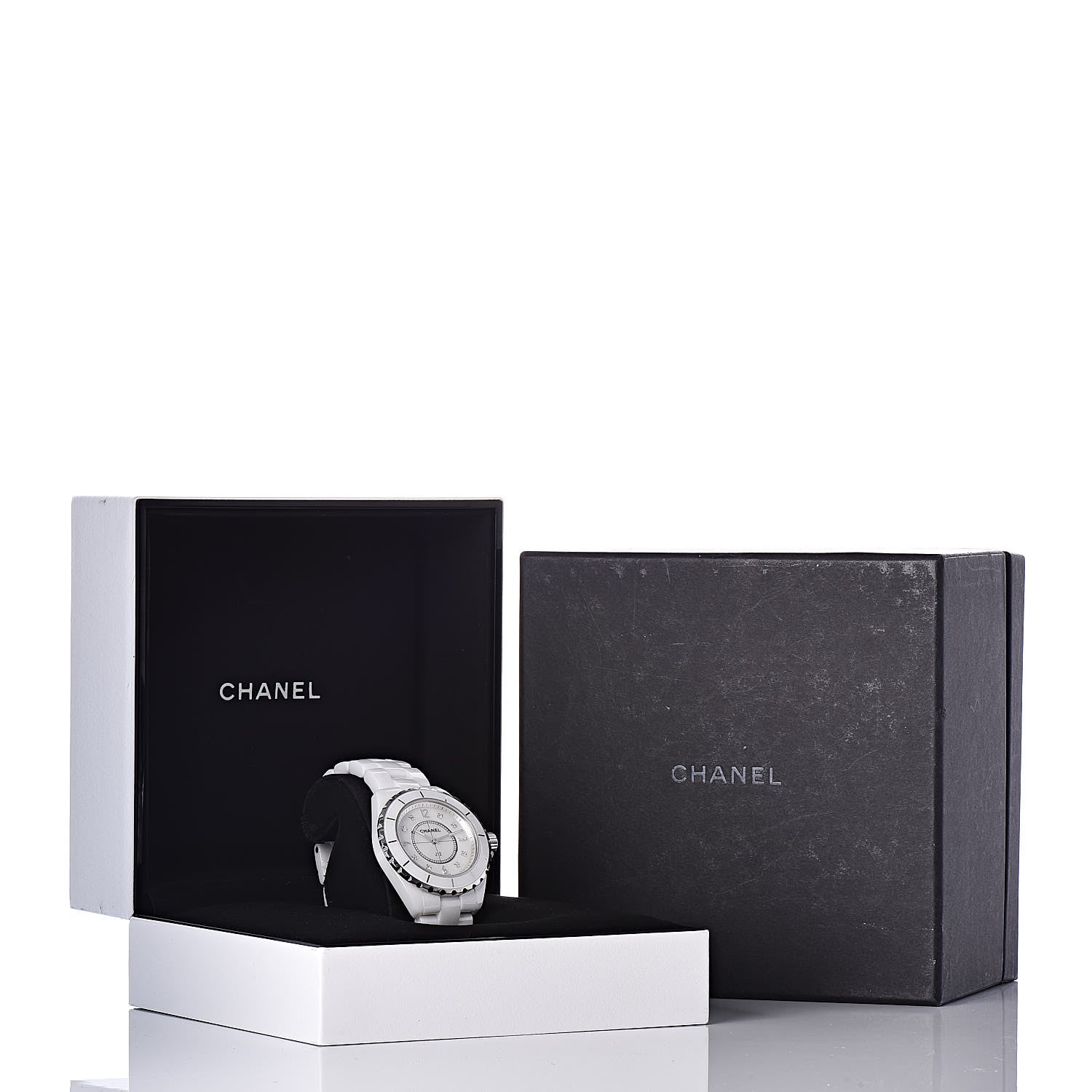Chanel Stainless Steel Ceramic Diamond Mother of Pearl 38mm J12 Quartz Watch White 7 of 7