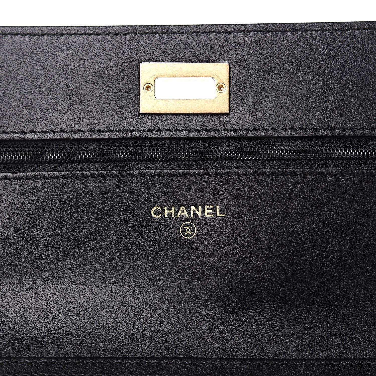 Chanel Calfskin Crocodile Embossed Graffiti 2.55 Cocodile Reissue Wallet On Chain WOC Black Gold 5 of 12