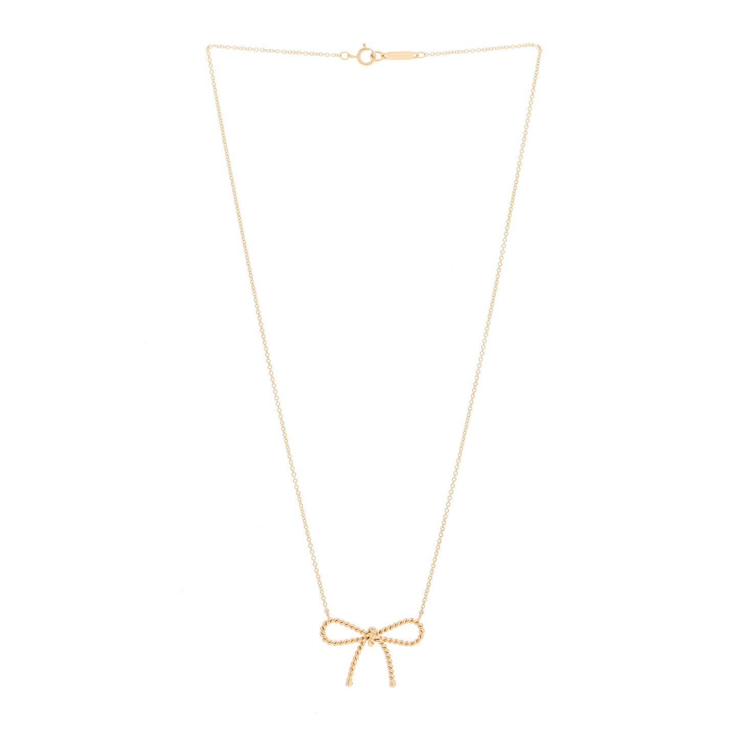 18K Rose Gold Twist Bow Pendant Necklace