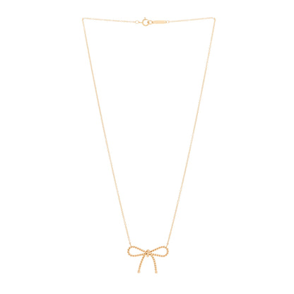 Tiffany 18K Rose Gold Twist Bow Pendant Necklace 2 of 6