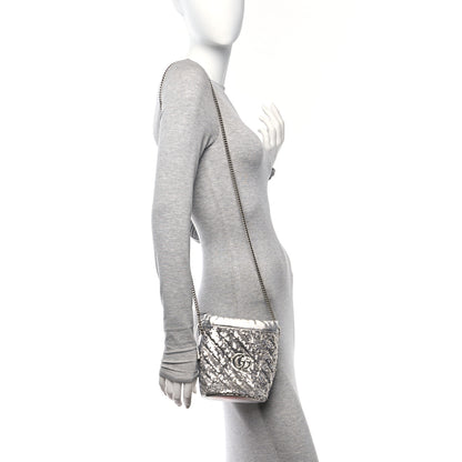Gucci Sequin Mini GG Marmont 2.0 Bucket Bag Silver 2 of 10