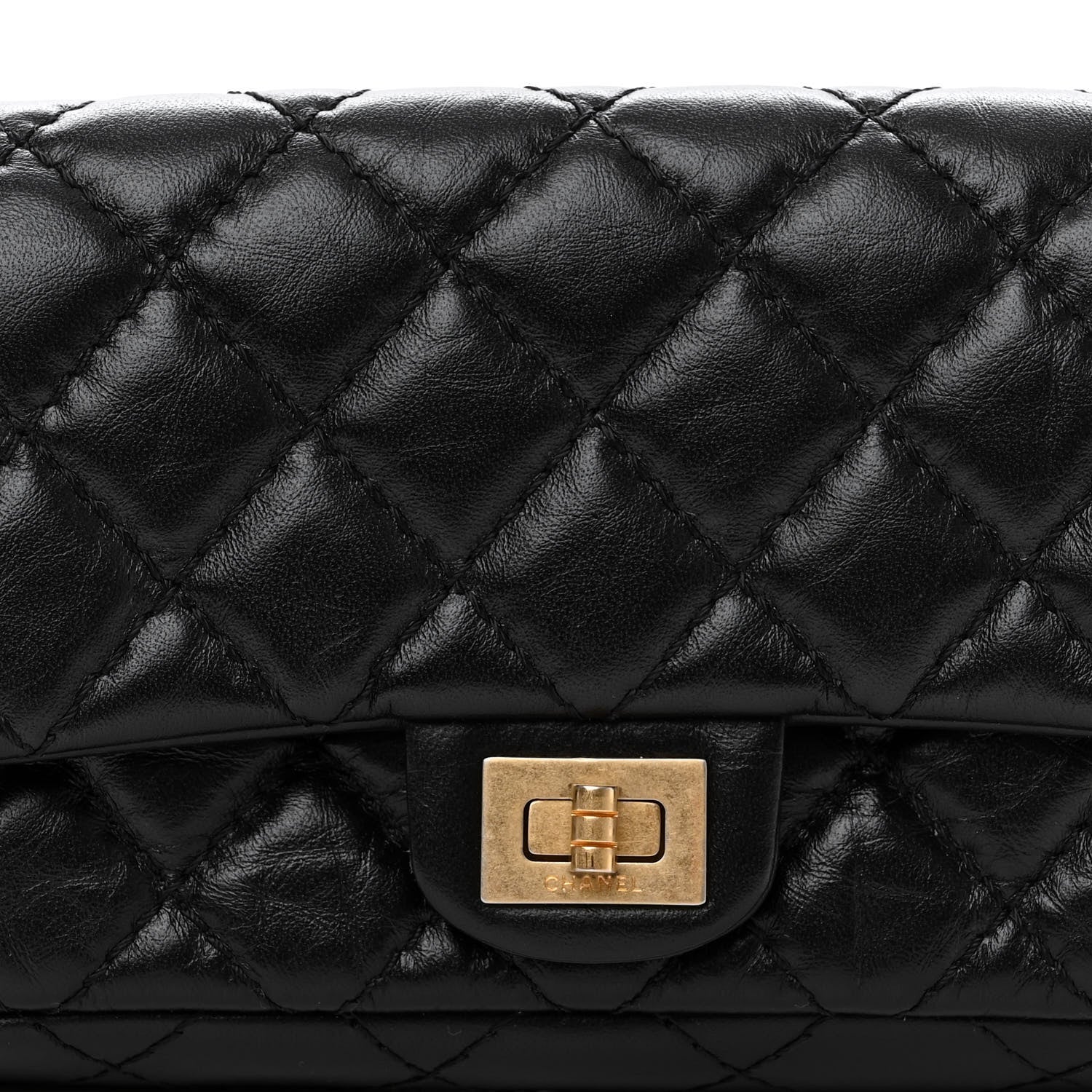 Chanel Aged Calfskin Quilted 2.55 Reissue Flap Belt Bag Clutch Black 8 of 10