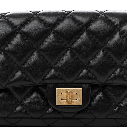 Chanel Aged Calfskin Quilted 2.55 Reissue Flap Belt Bag Clutch Black 8 of 10