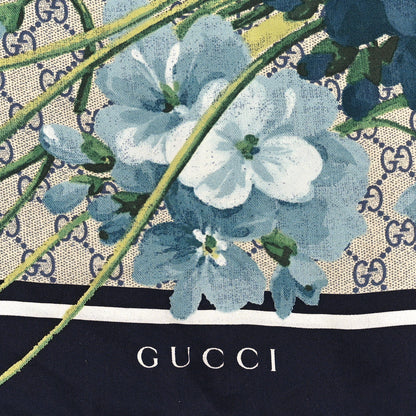 Gucci Modal Silk GG Blooms Shawl Scarf Blue 2 of 3