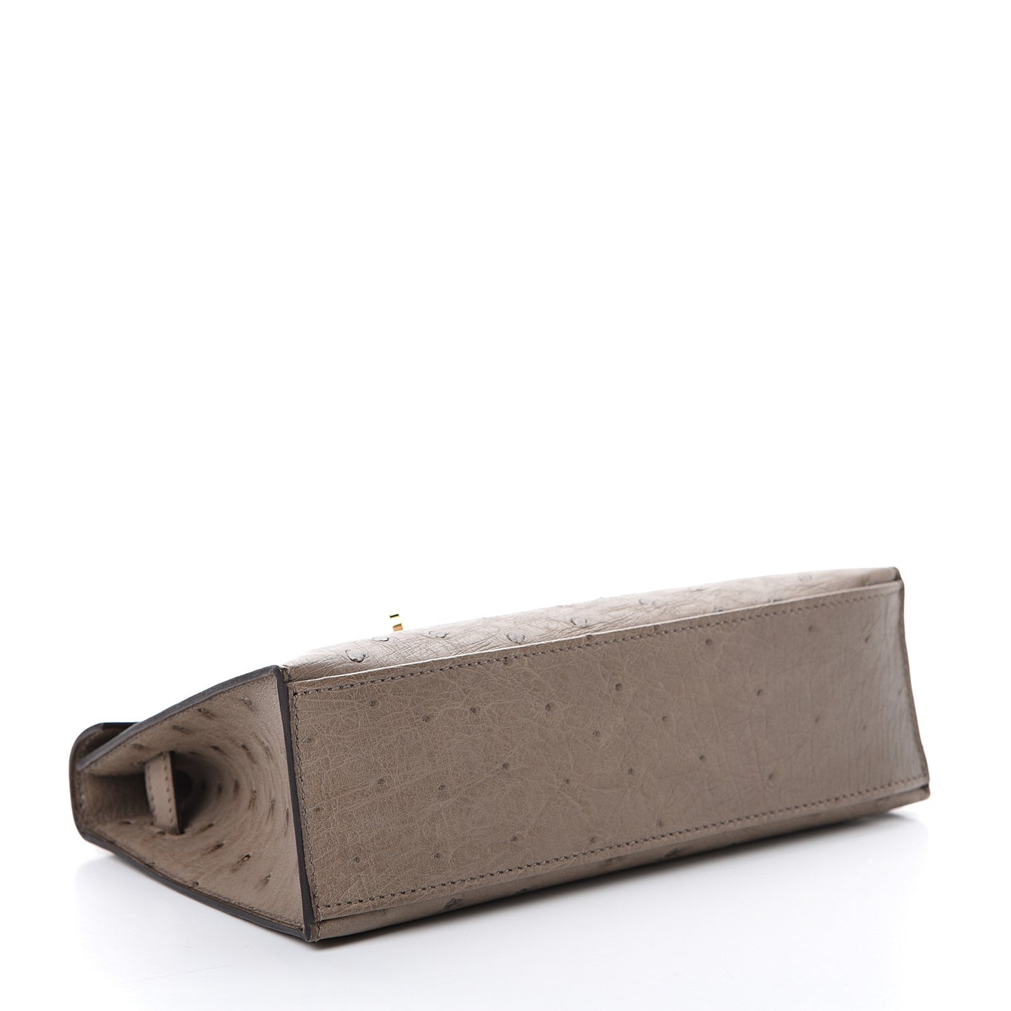 Ostrich Kelly Pochette Clutch Gris Asphalte