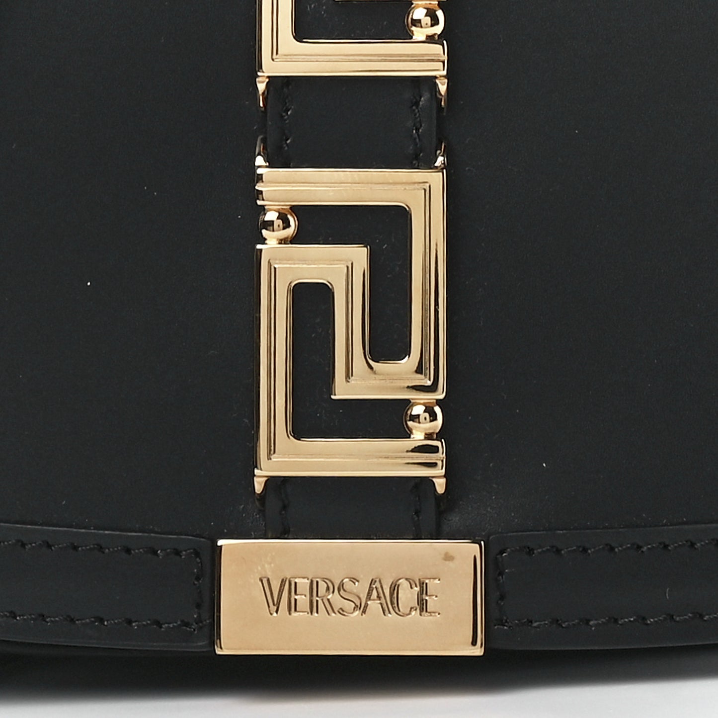 Calfskin Small Greca Goddess Shoulder Bag Black