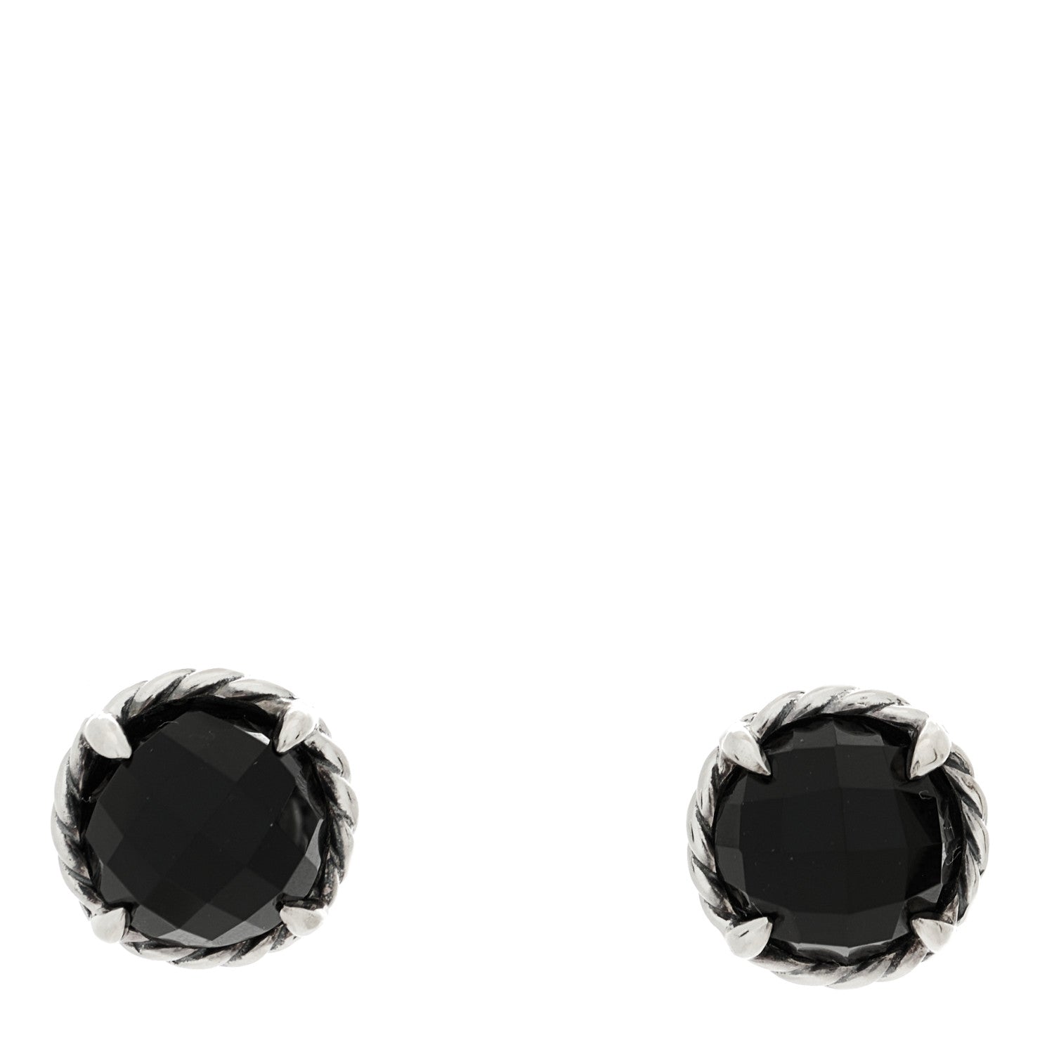 David Yurman Sterling Silver Black Onyx 10mm Chatelaine Earrings 1 of 4