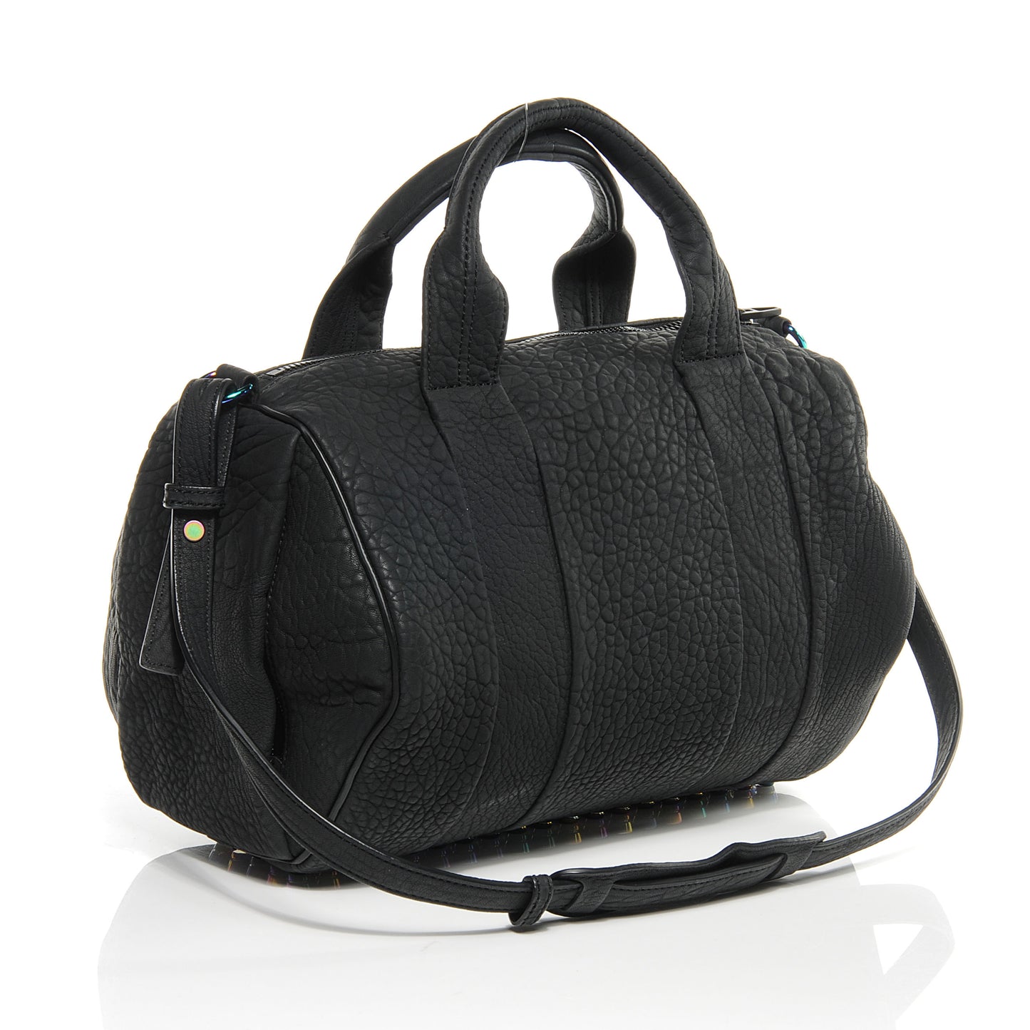 Leather Rocco Duffel Matte Black w Iridescent Hardware