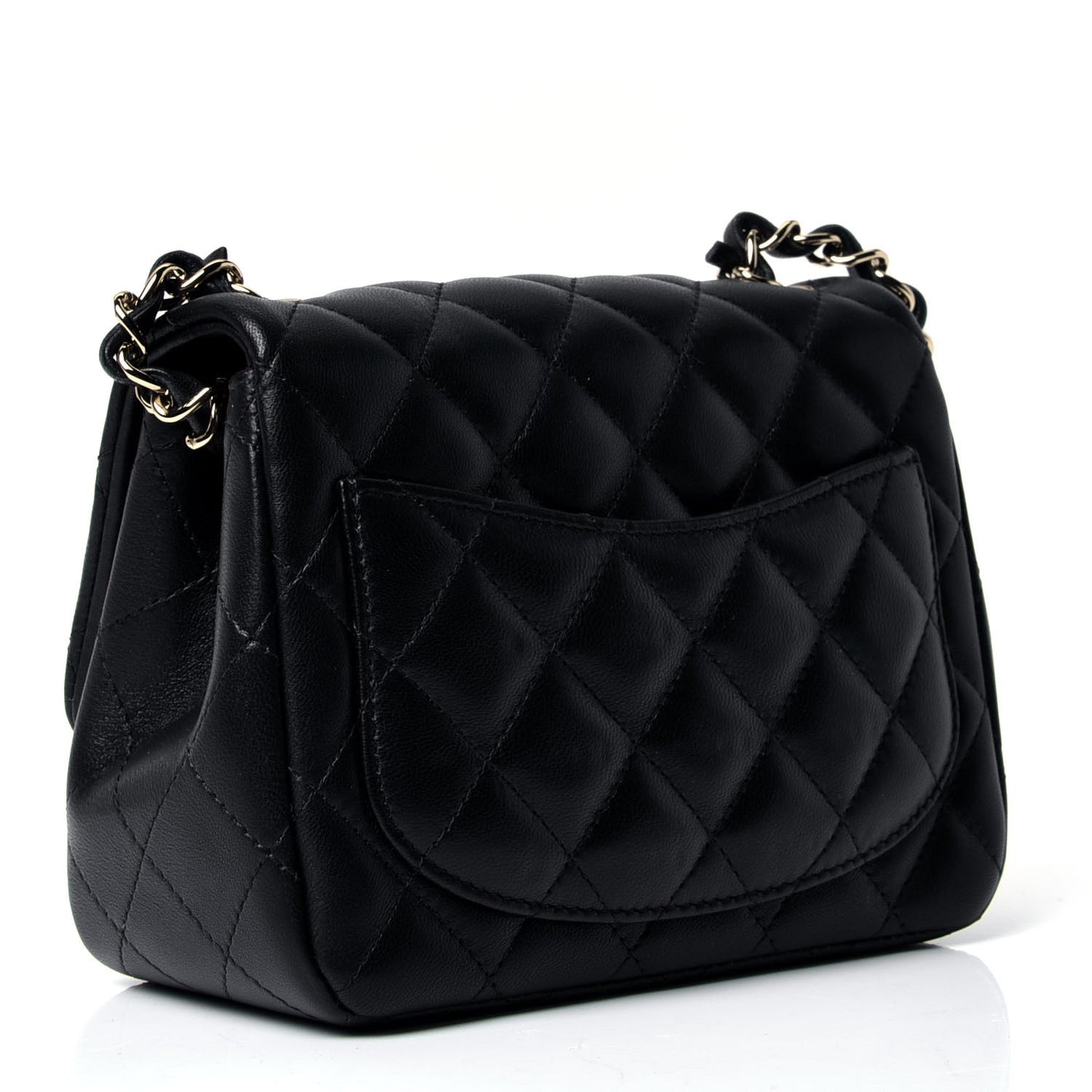 Lambskin Quilted Mini Square Flap Black